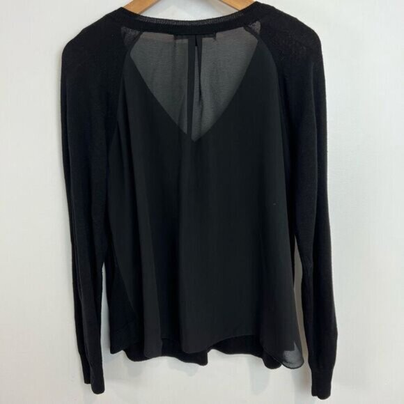 La Fee Marboutee Size 3 Medium Women’s Long Sleeve Black Sweater Sheer Back V - Picture 12 of 16